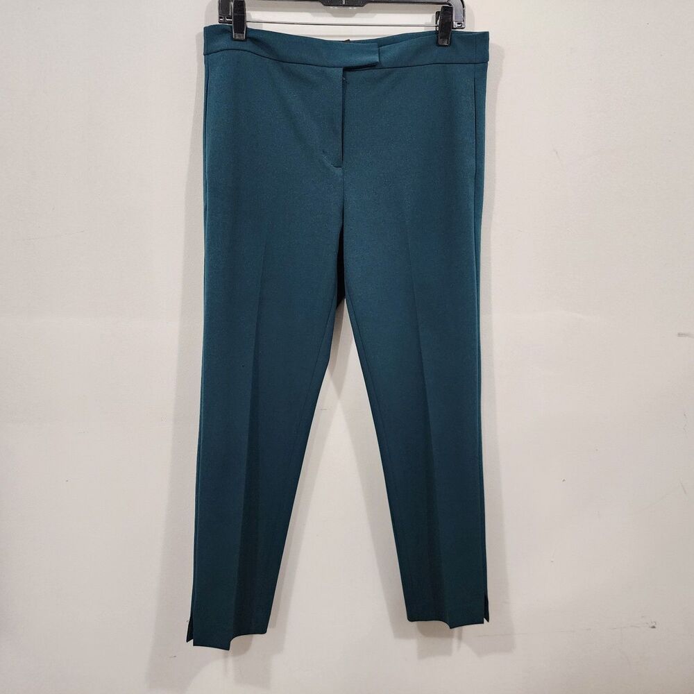 DKNY Foundation Slim Pants Cyan Blue Seam Back Stretch Workwear Mid-rise Size 8